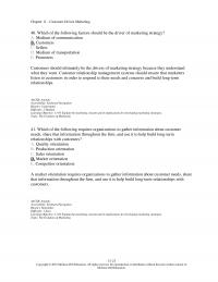 Management Chapter 11 Which of the following factors should be the driver of marketing strategy?