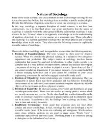 Nature Of Sociology