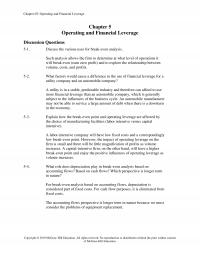 Investments & Securities Chapter 5 Such analysis allows the firm to determine at what level of operations it will break even
