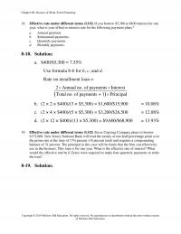 Investments & Securities Chapter 8 what is your effective interest rate for the following payment plans