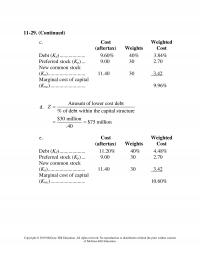 Investments & Securities Chapter 11 Homework What Will The Marginal Cost Capital Immediately After That Point Based The