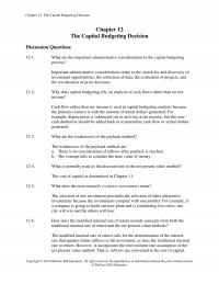 Investments & Securities Chapter 12 Homework Education The Capital Budgeting Decision Payback For Product Payback For Product