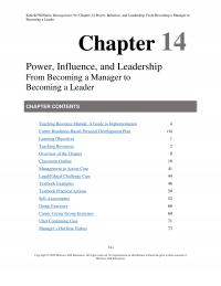 Management Chapter 14&nbsp;Power, Influence, and Leadership From Becoming a Manager to&nbsp; Becoming a Leader