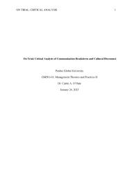On Trial: Critical Analysis Of Communication Breakdown And Cultural Disconnect