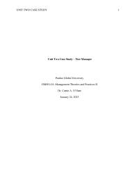 Unit Two Case Study – Nice Manager