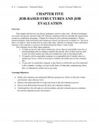 Human Resources Chapter 5 Single Versus Multiple Plans Rarely Employers Evaluate All Jobs The Organization One