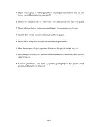 Communications Chapter 7 Identify Three Special Occasions That Might Call For Speech Discuss Three Things