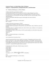 Banking Chapter 16 The Costs Bankruptcy And Financial Distress Skill Conceptual Which