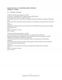 Banking Chapter 25 Explanation The Cost The Lease Will Depend The Assets Residual Value
