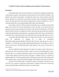 Covid-19 Trajectory: Death Of Capitalism And The Emergence Of Post-humanism