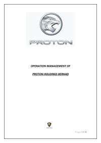 OPERATION MANAGEMENT OFPROTON HOLDINGS
