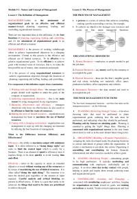 Nature and Concept of Management