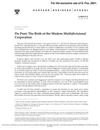 Du Pont: The Birth of the Modern Multidivisional Corporation