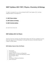 Neet 2021 syllabus converted