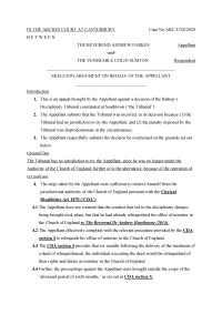 SKELETON ARGUMENT ON BEHALF OF THE APPELLANT