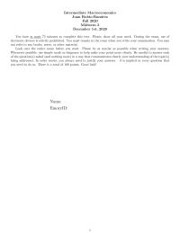 Intermediate Macroeconomics – Midterm 3