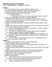 Anatomy And Physiology 1 – Exam 1 – Chapters 1, 2, and 3