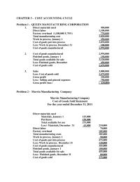 CHAPTER 3 –  COST ACCOUNTING CYCLE
