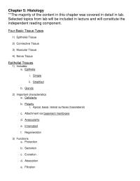 Chapter 5: Histology