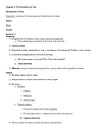 Chapter 2: The Chemistry of Life