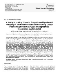 A study of poultry farms in Enugu State Nigeria and mapping