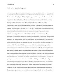 Article Review: Qualitative Assignment