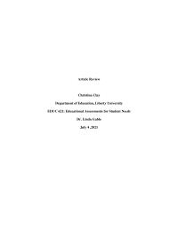 EDUC 621: Educational Assessments for Student Needs