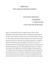 FIRMS IN COMPETITIVE MARKETS