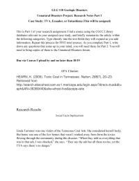Unnatural Disasters Project: Research Notes Part 1