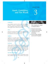 Assets, Liabilities, and Net Worth Chapter 3