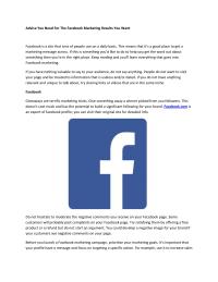 Advice You Need For The Facebook Marketing Results You Want