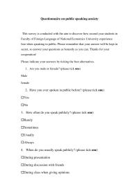Questionnaire on public speaking anxiety