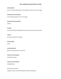 ORAL COMMUNICATION DEFINITION OF TERMS
