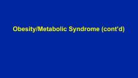 Obesity, Inflammation, and the Metabolic Syndrome