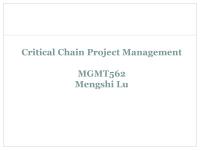 Critical Chain Project Management