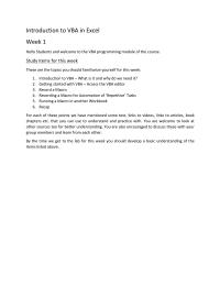Vba week 1 guide