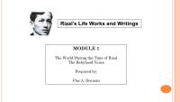 Rizal’s Life Works and Writings