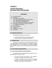 HUMAN RESOURCE  POLICIES AND PROCEDURES