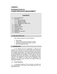 INTRODUCTION TO  HUMAN RESOURCE MANAGEMENT