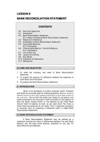 BANK RECONCILIATION STATEMENT