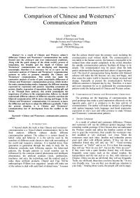 Comparison of Chinese and Westerners’ Communication Pattern