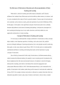 The Relevance Of Motivation In Education And A Reconceptualization Of Music Teaching And Learning