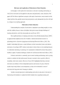 Relevance and Application of Motivation in Music Education