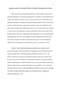 Applying Vygotsky’s Sociocultural Theory of Cognitive Development into Practice