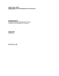 Security Management and Governance