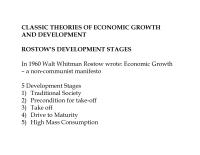 Rostow’s development stages