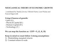 NEOCLASSICAI THEORY OF ECONOMIC GROWTH