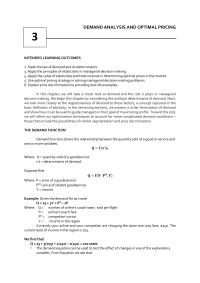 DEMAND ANALYSIS AND OPTIMAL PRICING
