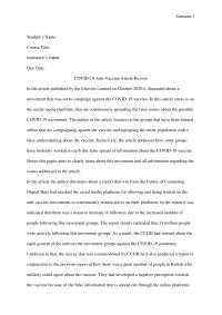 COVID-19 Anti-Vaccine Article Review
