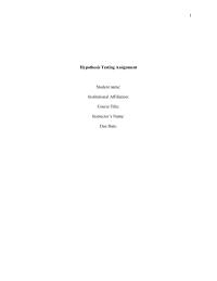 Hypothesis Testing Assignment